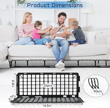 12 PCS Under Couch Blocker, Under Bed Blocker for Pets, Under Couch Toy Blocker, Black Plastic Under Bed Blocker, Bed Blockers for Couch and Bed Under