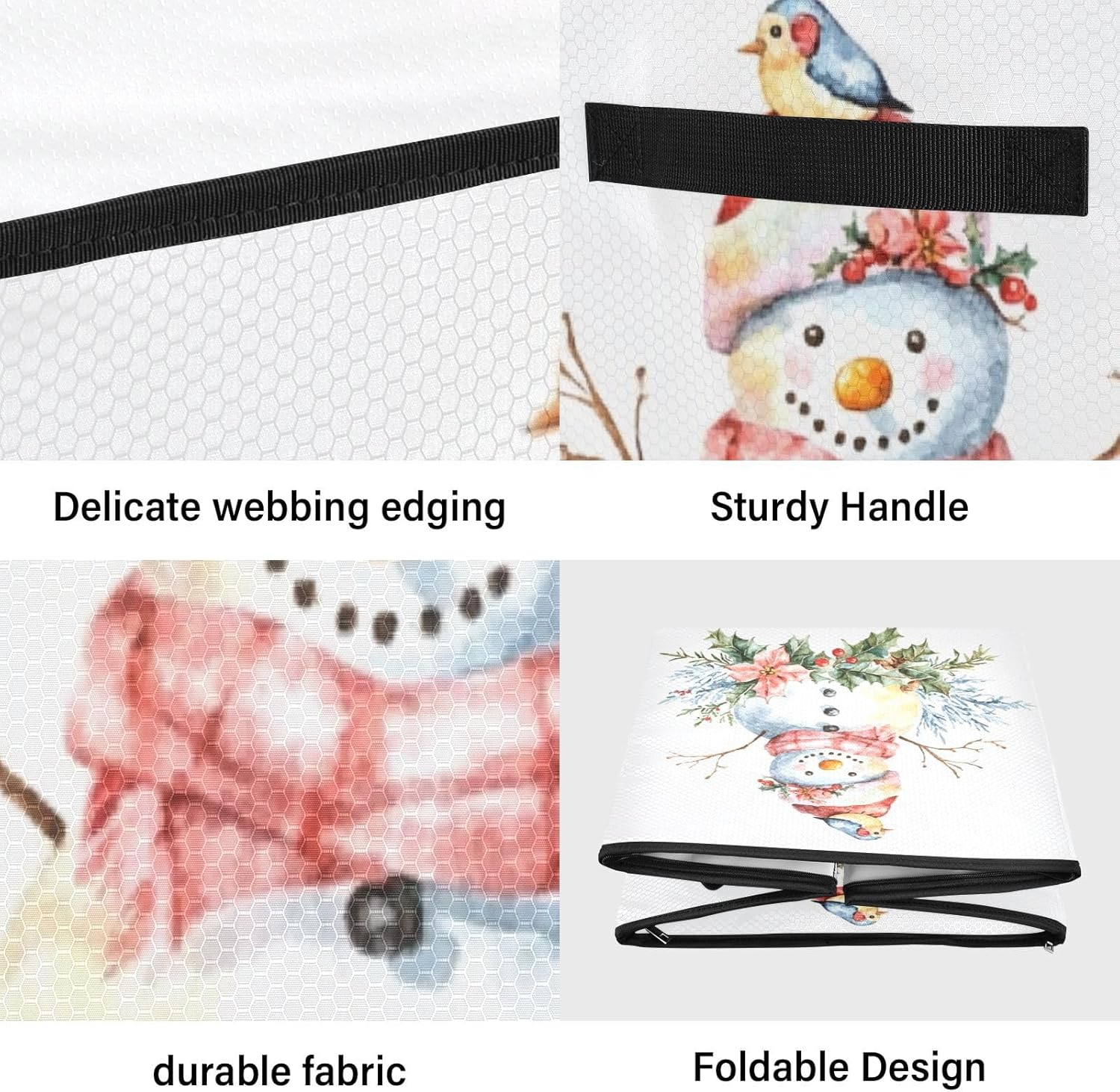 High Capacity Christmas ornament storage Holds Up to 64, Two Handles Large Holiday Storage Case with Lid,Christmas Snowman
