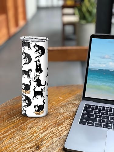 Miniatura 6 de WIRESTER Vaso recto de acero inoxidable de 20 onzas con tapa y popote de plástico, vaso de viaje para bebidas frías y calientes, posturas divertidas