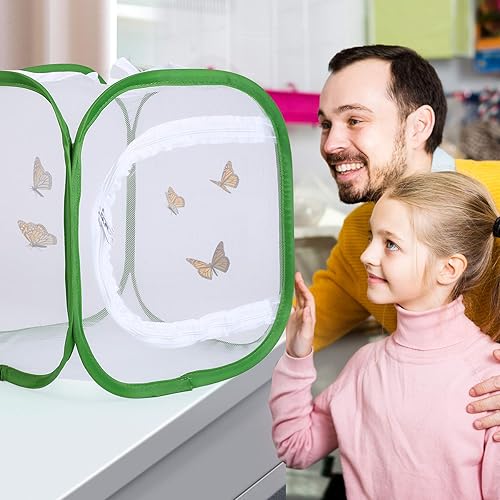 Miniatura 6 de RESTCLOUD Jaula de insectos con diseño de mariposas pequeñas, con 6 paneles de malla, 30,5 x 12.0 x 12.0 x 12.0 in de alto