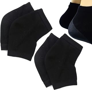 Makhry 2 Pairs Moisturizing Silicone Gel Heel Socks for Dry Hard Cracked Skin Open Toe Comfy Recovery Socks Day Night Care (Black)
