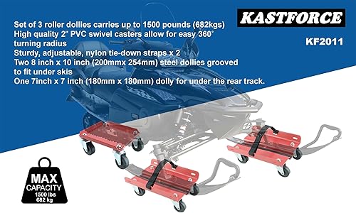 Miniatura 4 de KASTFORCE KF2011 - Juego de rodillos para motos de nieve con soporte máximo de 1500 libras con correas resistentes que se fijan firmemente en esquís