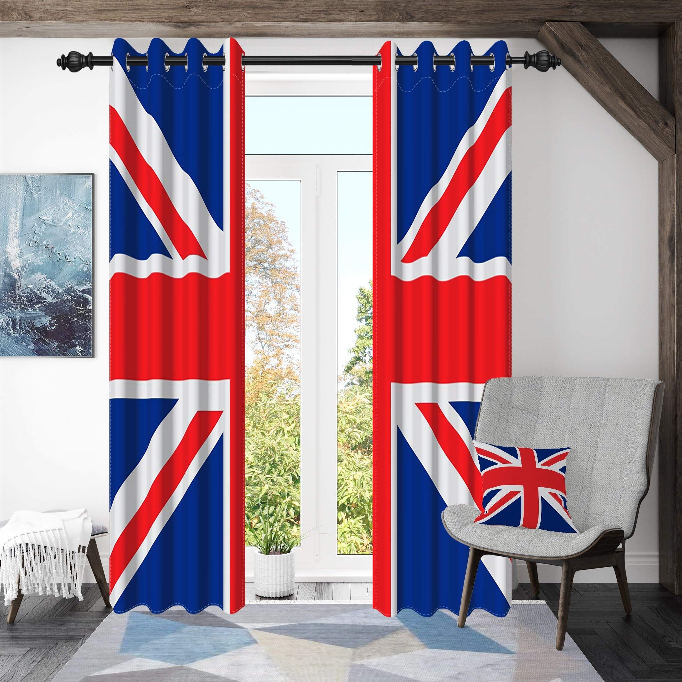 Rideau de fenêtre Union Jack occultant et thermique pour salon