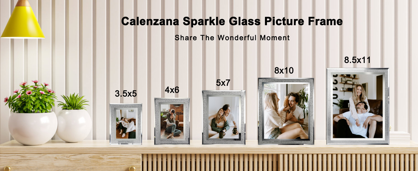 Calenzana 8x10 Picture Frames, 2 Pack - Sparkle Glass Tabletop Photo Frames With Kickstand - View #8