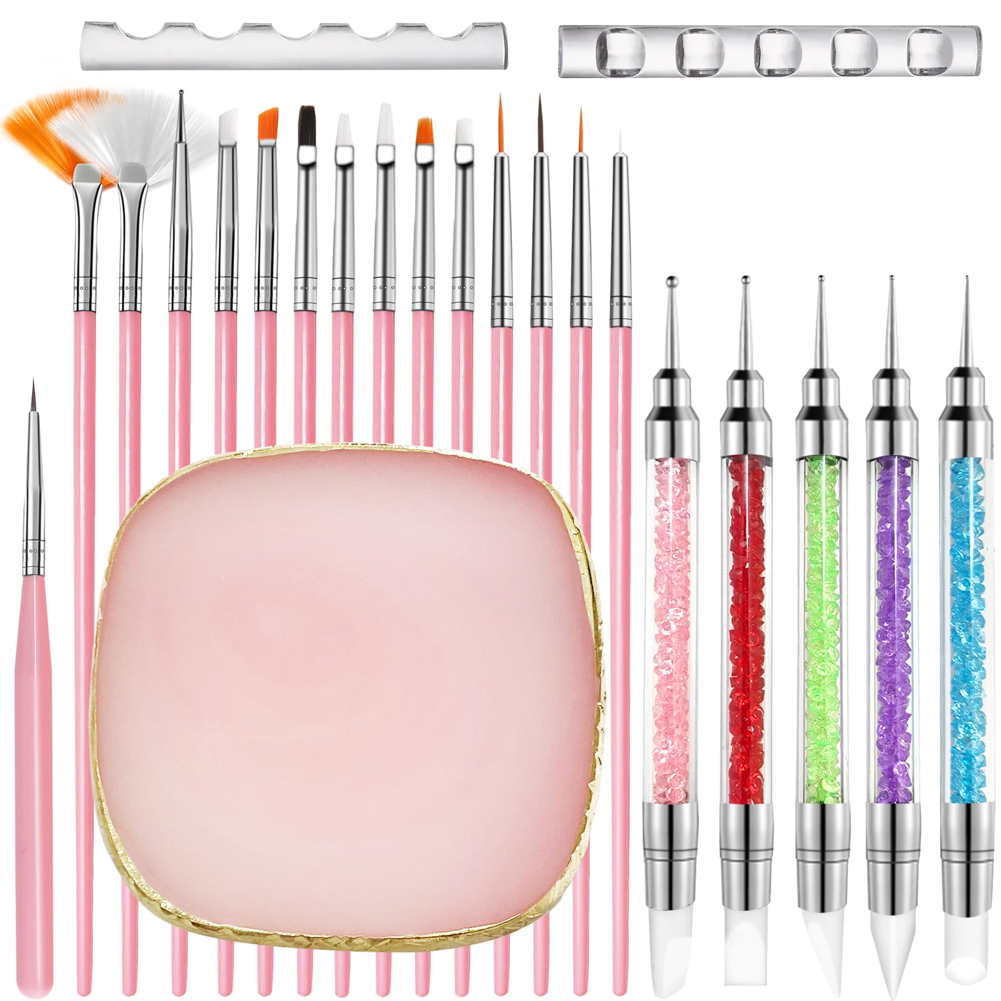 Nail Art Brushes 23Pcs Set Nail Art Tools including 2 Way Nail Art Sculpture Pen Dotting Pen Tools