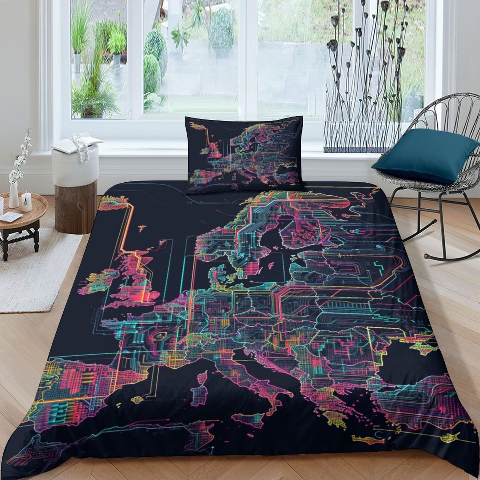 Housses de couettes carte de l'Europe microfibre 135x200cm