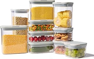 CAROTE Airtight Food Storage Containers with One-Touch Snap Lids, 20 PCS BPA-Free Plastic Food Storage Set for Kitchen and Pantry Organization/Lunch Meal Prep/Leftovers (Sage Green/Grey)