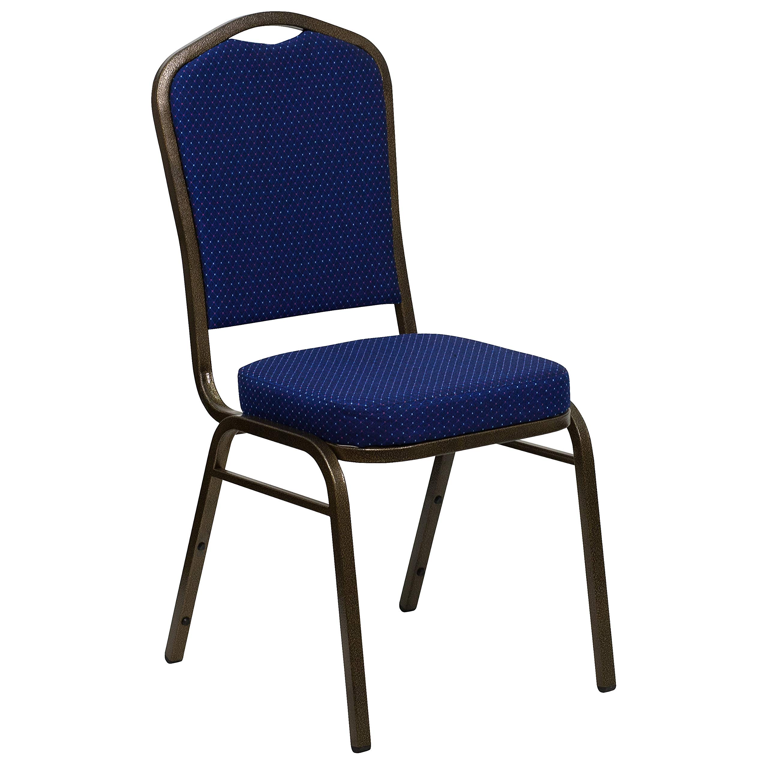 Flash Furniture Navy Blue Patterned Fabric/Gold Vein Frame / Set of 1 / Classic Stacking Chairs