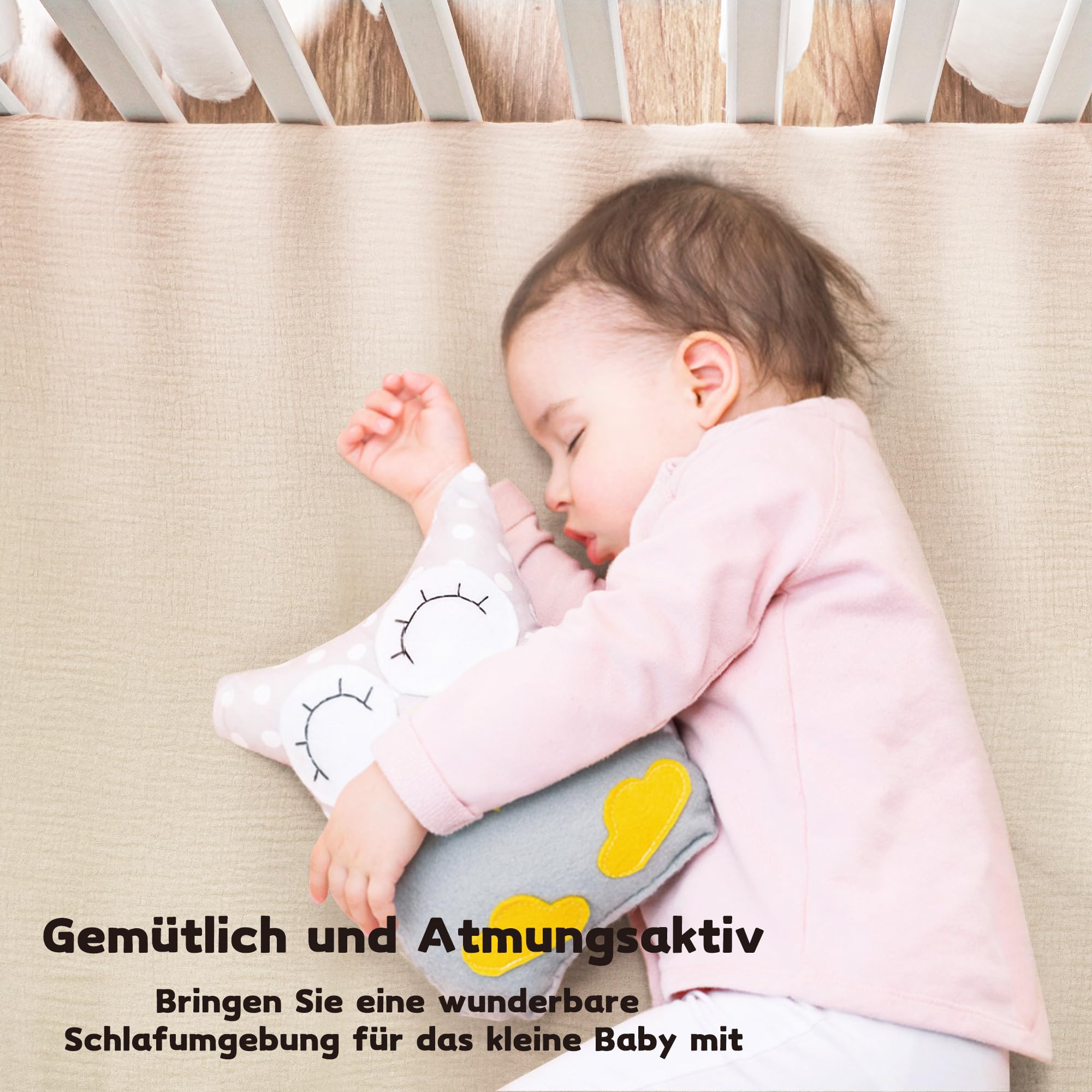 Bearmoss Set van 2 hoeslakens voor kinderen, mousseline hoeslaken, 100% katoen, babyhoeslaken, 60 x 120 cm / 140 x 70 cm, reisbed, hoeslaken, bijzetbed, linnen, bruin