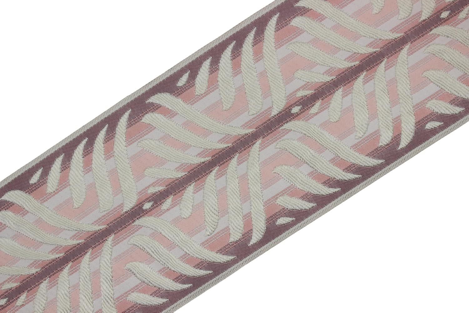 3.8 Yards Spool 3.9" Width Pink & Cream Leaf Drapery Trim Jacquard Ribbon for Your Drapes Curtains Drapery Banding Trim Tape V5 214