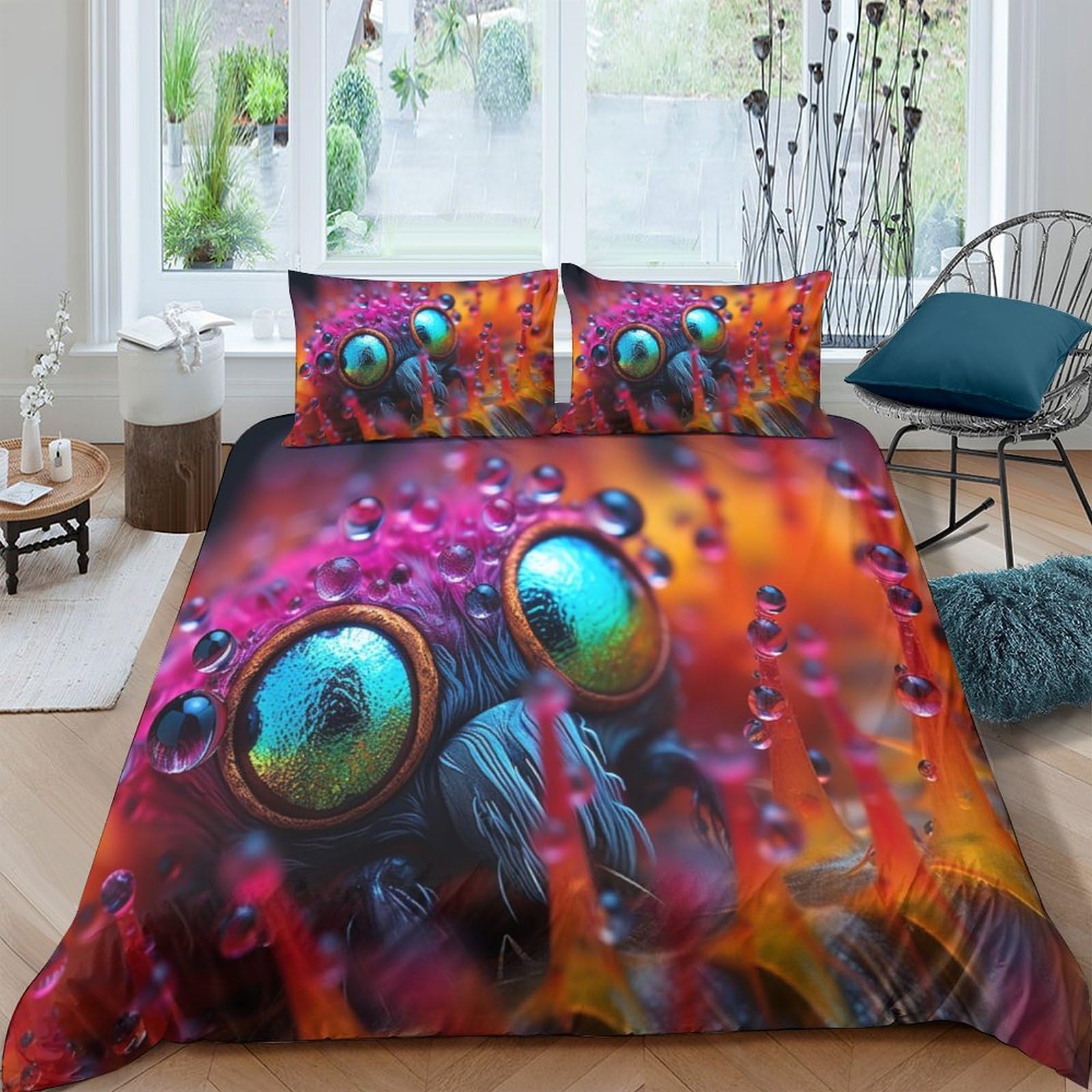 Housse de couette insectes 3D 200x200cm en microfibre parure de lit double
