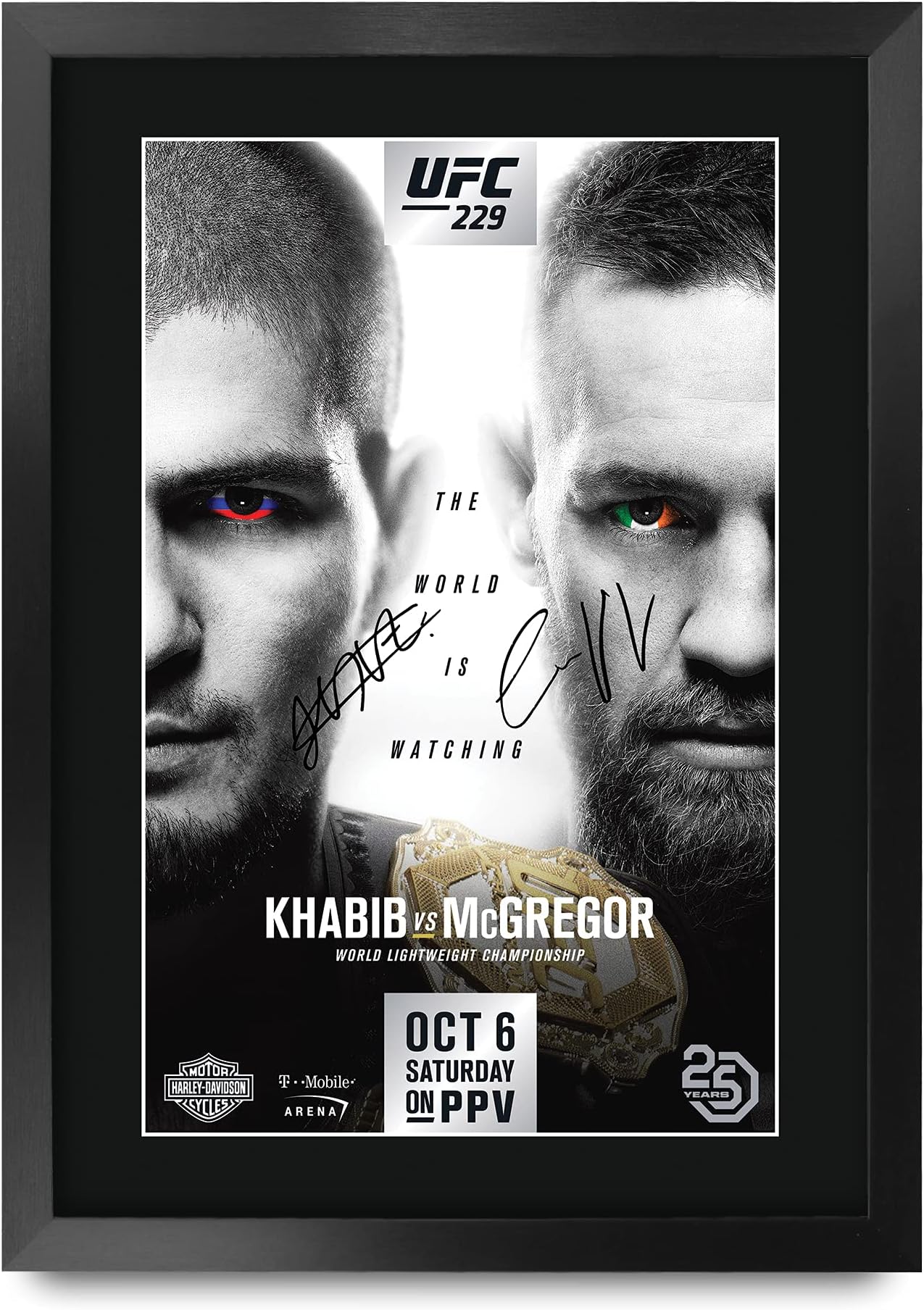 HWC Trading UFC 229 Fight Khabib Nurmagomedov vs Conor McGregor 16 x 12 inch Framed Gifts Printed Signed Autograph Picture for UFC Memorabilia Fans - 16" x 12" Framed
