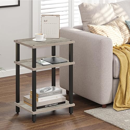 Miniatura 2 de TUTOTAK Mesa auxiliar, mesa auxiliar, mesita de noche, estante de almacenamiento de 3 niveles, mesa de sofá para espacio pequeño, sala de estar,