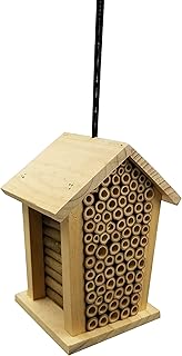 Dehner Natura Premium Insektenhotel Louisiana, Insektenhaus / Nistkasten für Bienen/Schmetterlinge/Käfer, ca. 19 x 15 x 12 cm, Kiefernholz, natur