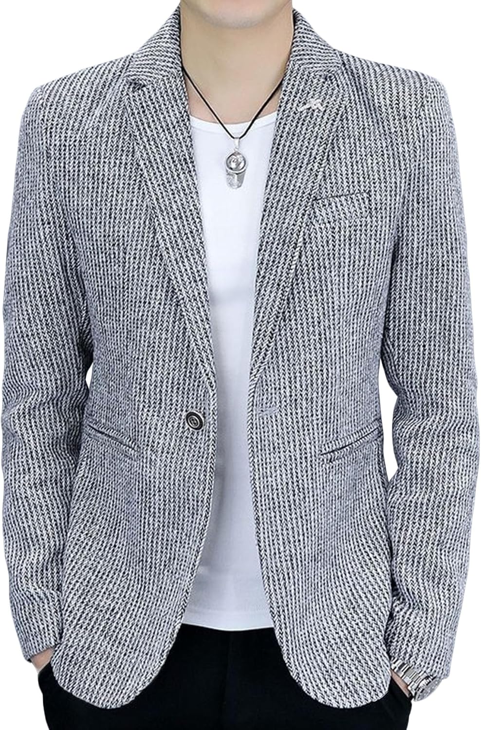 Men's Slim Fit Blazer Vintage Stylish Single Breasted Sport Coats Casual Trend Personality Striped Suit Jackets