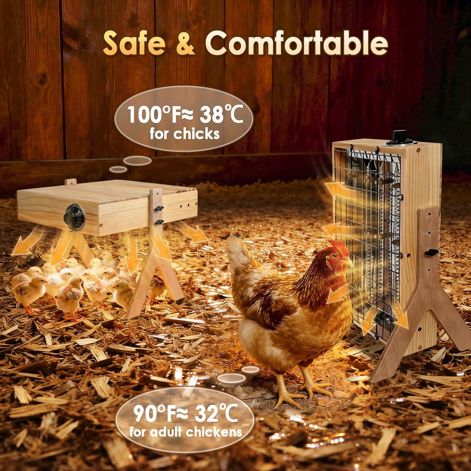 Brooder Plate, Heating Plate for 40 Chicks, Height & Angle Adjustable, 15.5" x 11.5" Large Capacity, Adjustable Temp(86~176℉), 360W, Ideal for Coop & Brooder Box