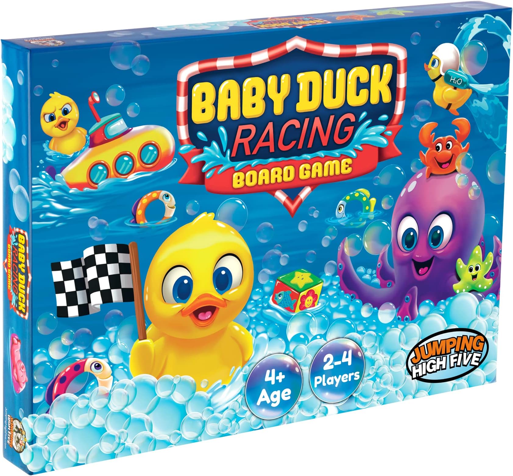 Jumping High Fives Baby Duck Racing Board Game - Race Your Rubber Ducky Across The Bubble Bath to Save Playtime – Kids Ages 4+ Can Swim Into Hands-On Fun While Learning New Skills