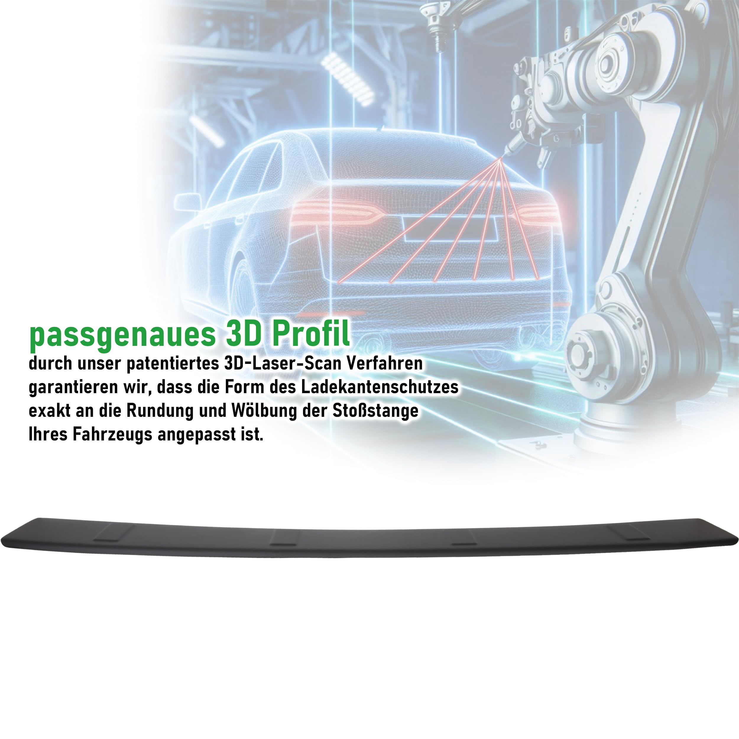 RECAMBO Protector de parachoques de plástico ABS, compatible con Citroen Jumpy III/BJ a partir de 2016, resistente y adaptable, protección óptima para el parachoques
