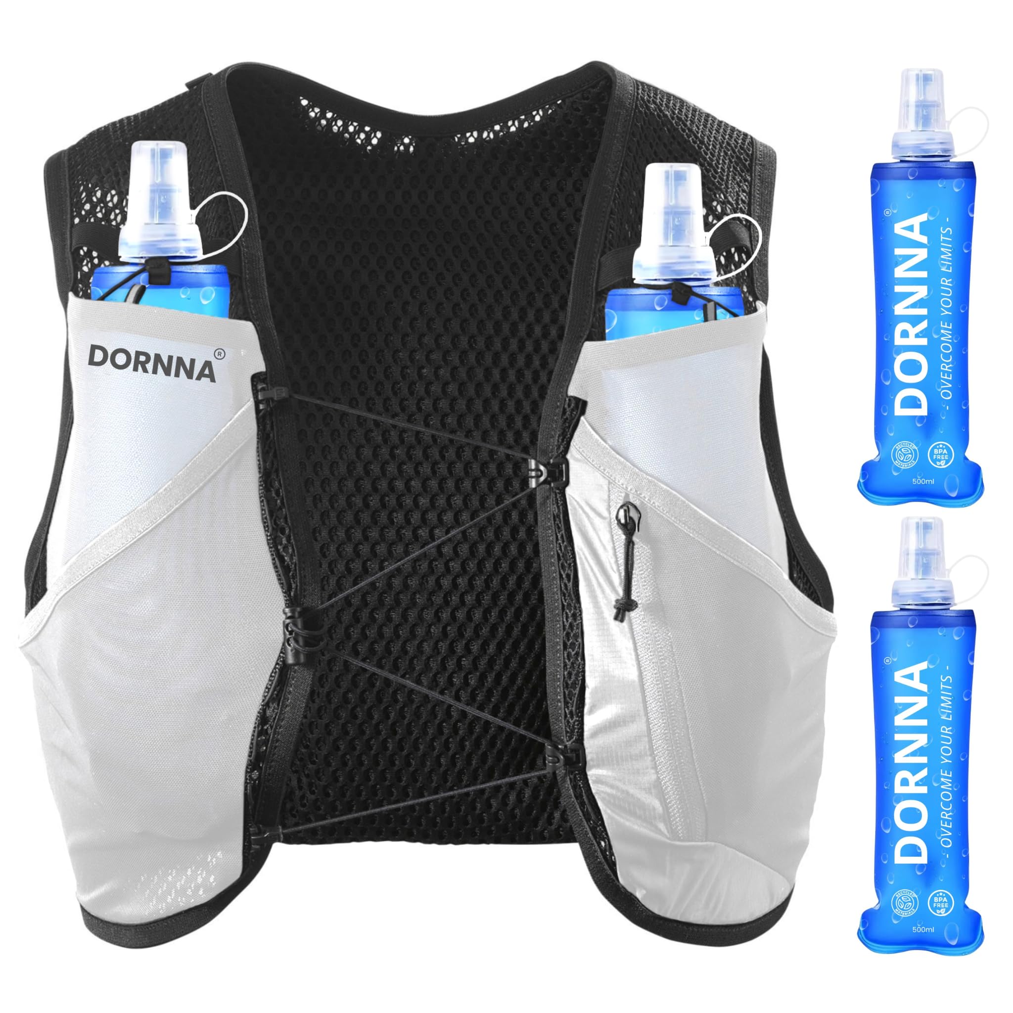 Laufweste Damen Herren mit 2 Trinkflasche 500 ml Running Vest Laufrucksack