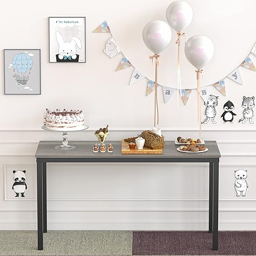 Miniatura 5 de Escritorio Teraves para computadora o mesa de comedor Roble negro,Marco beige + blanco,Blanco