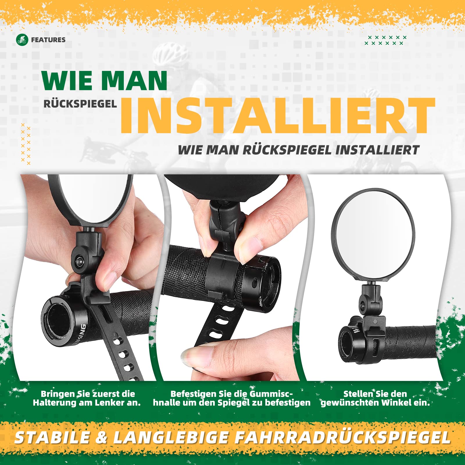 Lot De 2 Rétroviseurs Vélo 360° – Montage Facile Sur Guidon 15-32 Mm, Sécurité Et Stabilité Garanties