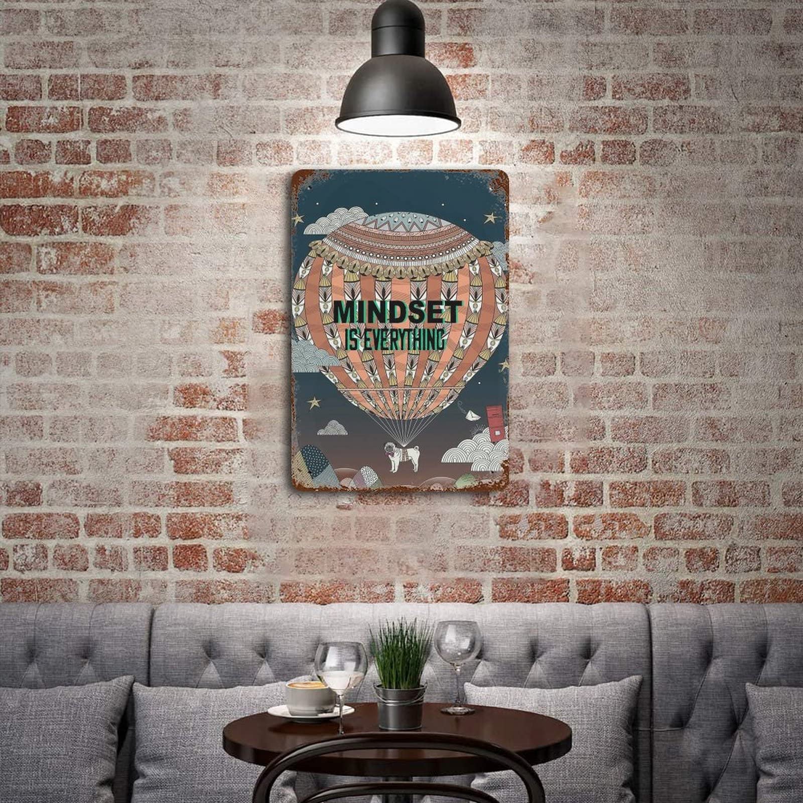 Targa In Metallo Vintage Con Husky E Scritta Mindset Is Everything - Poster Retrò 20x30 Cm - Decorazione Parete
