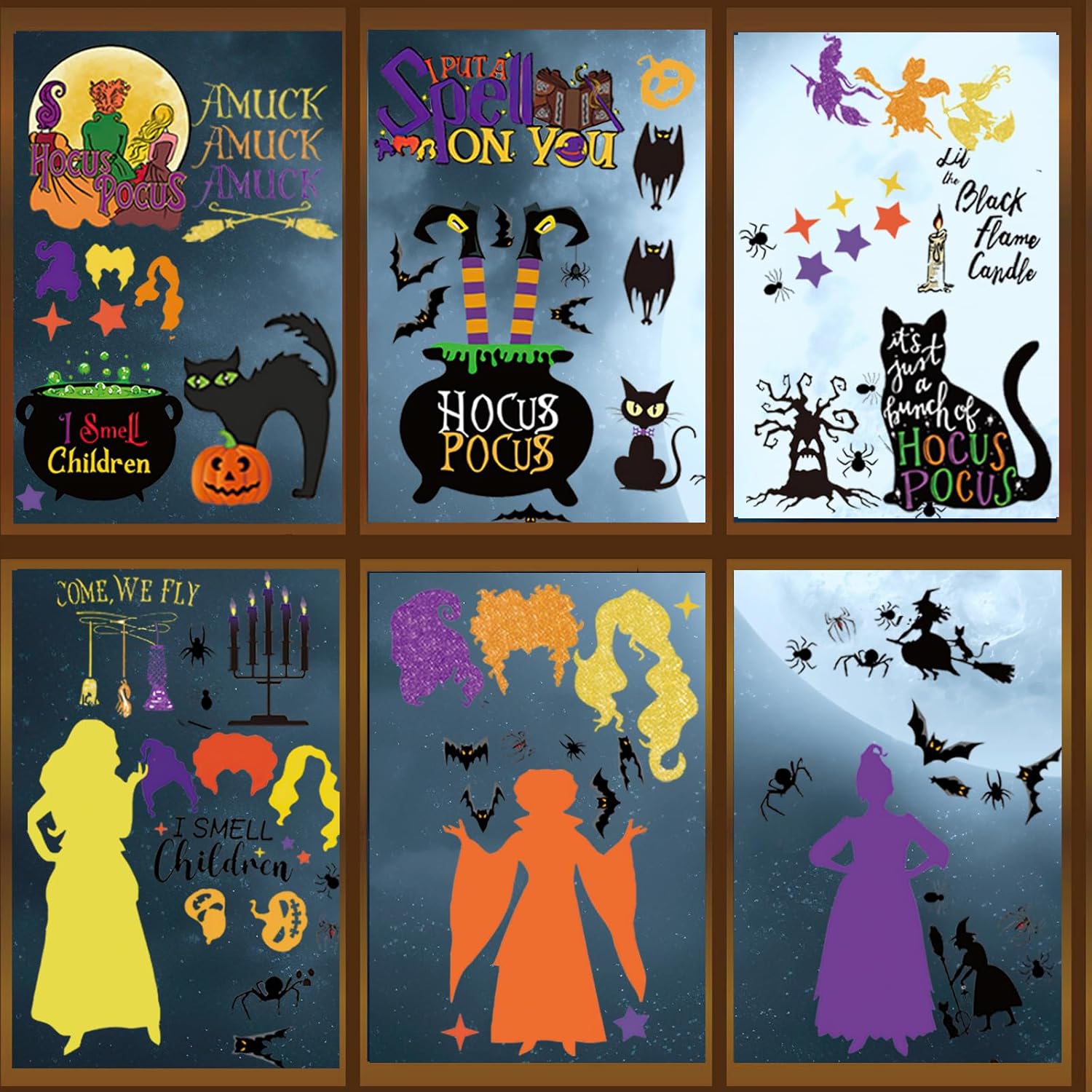70PCS Halloween Window Clings, Gelapa Hocus Pocus Decor, Window