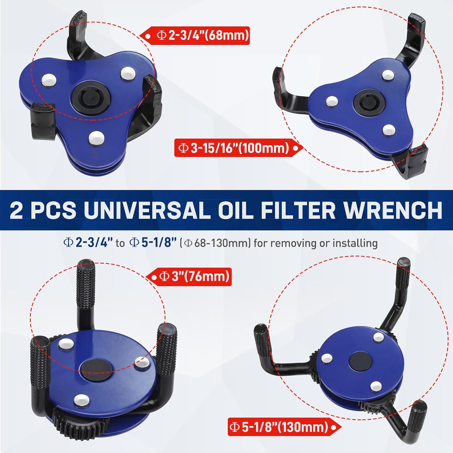workpro universal oil filter wrench adjustable (68-130mm), oil filter removal tool, oil filter change set, ideal for engine filters, conduit, & fittings