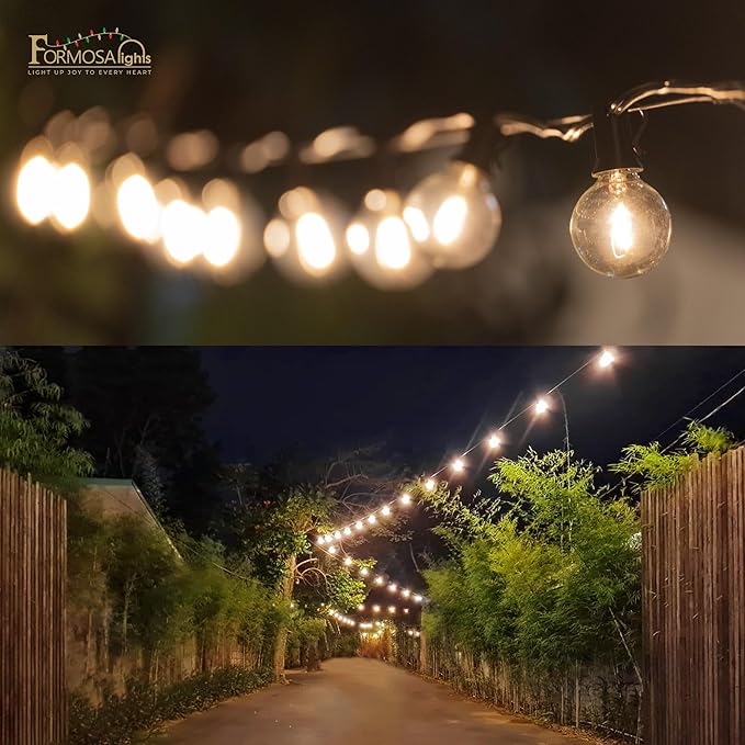 Formosa 26ft Indoor/Outdoor Clear LED Christmas String, Patio Light with 25 Retro Round Waterproof Edison Bulbs,G40 Shatterproof Globe Bulbs, Outside Hanging Lights for Gazebo Garden Backyard Decor miniatura 5