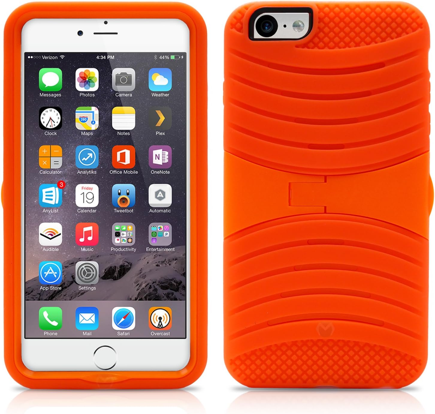 iPhone 6 Plus Case, MagicMobile® [Heavy Duty] Rugged Dual Layer Armor Case for Iphone 6 Plus 5.5 with Kickstand Hard Impact Shockproof Resistant Defender Case for iPhone 6 / Protective Inner Plastic Shell And Soft Silicone Skin Case / Orange - Orange / [Clear Screen Protector and Stylus ] [Compatible Only with iPhone 6 Plus 5.5]