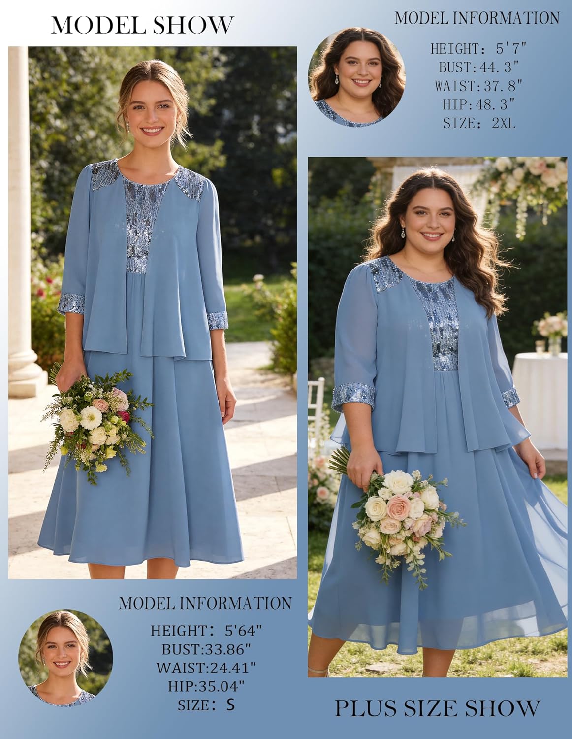 GRACE KARIN Wedding Guest Dress,Mother of The Bride Dresses,Two Piece Formal Sequin Dress with Jacket Tea Length 2026 - Image 4