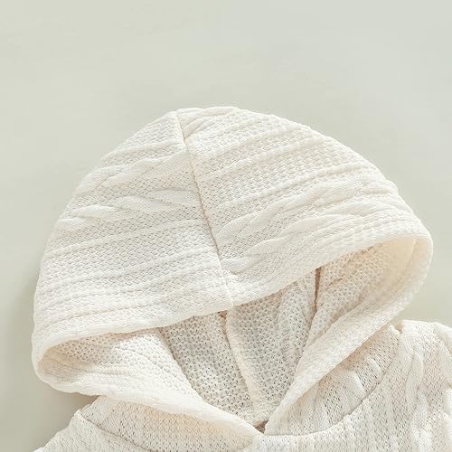 Miniatura 10 de Suéter de punto para bebés y niñas con capucha de manga larga con botones para invierno con bolsillo