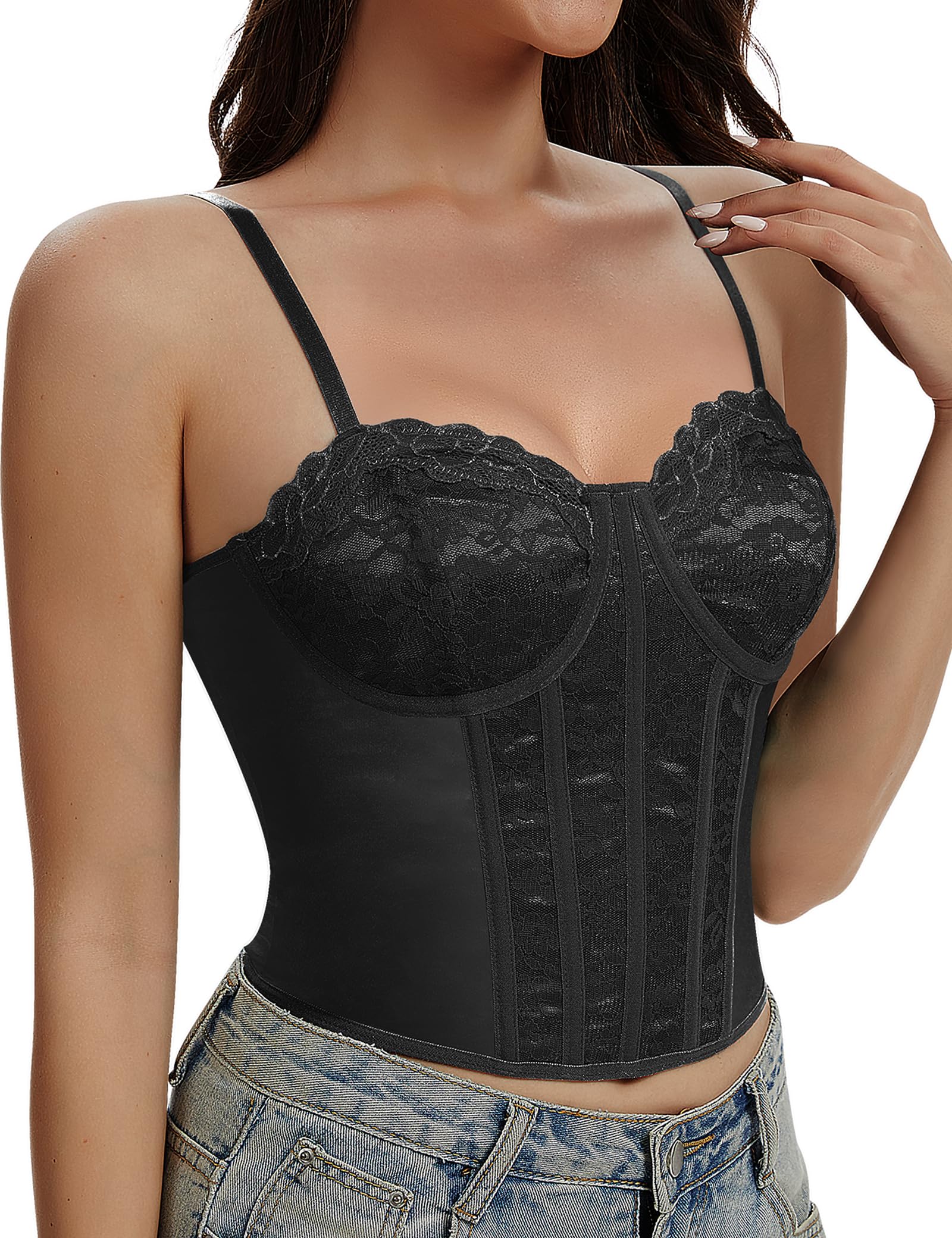 Lace Corset Tops for Women Sexy Bustier Top