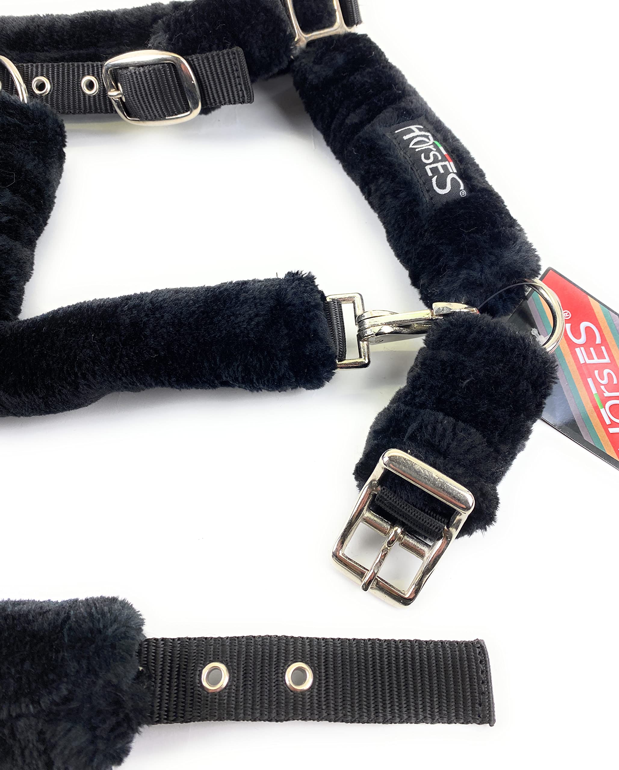 Horses Licou En Nylon Soft Fluffi – Doublure En Fourrure Synthétique Pour Chevaux Sensibles, Idéal Pour Le Transport En Van