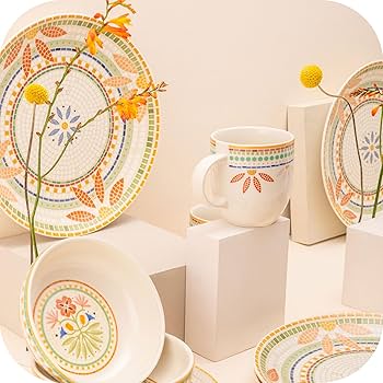 Amazon.com | Corona Dinnerware Set 16–piece Mosaic Tropical