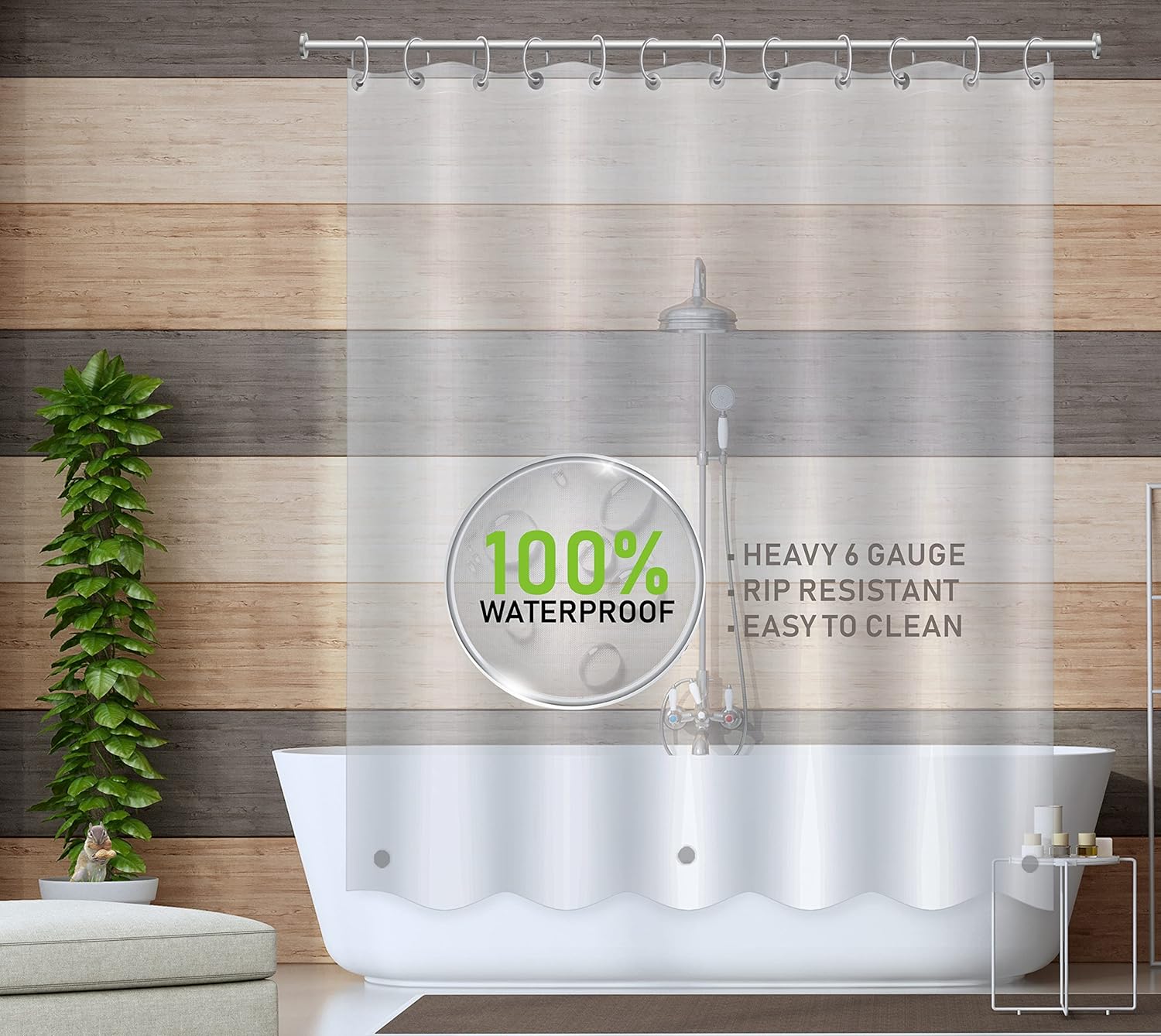 JSO Home PEVA Shower Curtain Liner Clear 70" x 72" 6 Gauge Heavy