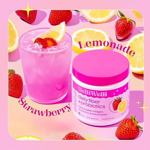 Miniatura 2 de Belli Welli Paquete de suplemento diario de fibra, limonada de fresa y sandía, colágeno, probióticos y electrolitos para un bienestar equilibrado