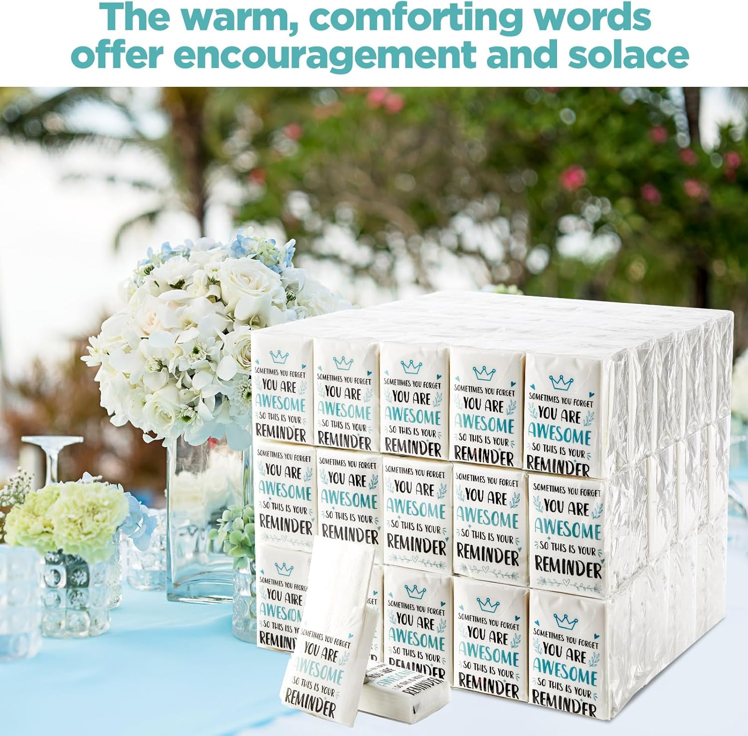 120 Pack Motivational Facial Tissue Inspirational Pocket Tissues Packs Travel Size 3 Ply Appreciation Gifts Soft Tissues You Are Awesome Individual Packs Facial Napkins for Guests Wedding Party Favors - Image 7