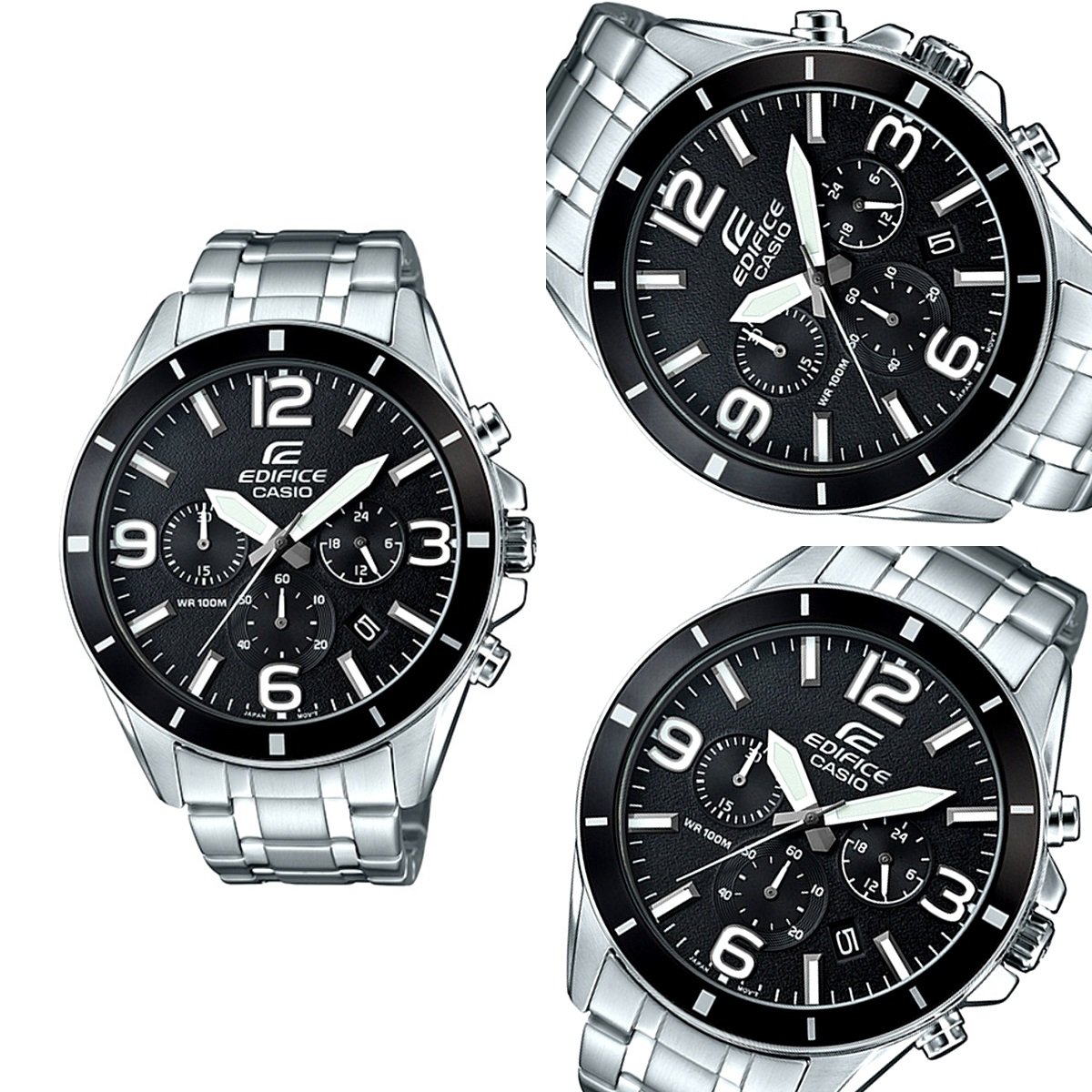 Amazon.co.jp: ≪EDIFICE≫Chronograph 100m防水 クロノ メタルベルト 
