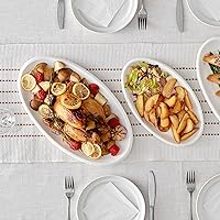 Vista 5 de DOWAN Large Serving Platter, 16"/14"/12" Oval Platters Oven Safe, White Serving Plates for Wedding Decor, Ceramic Serving Dish for Entertaining
