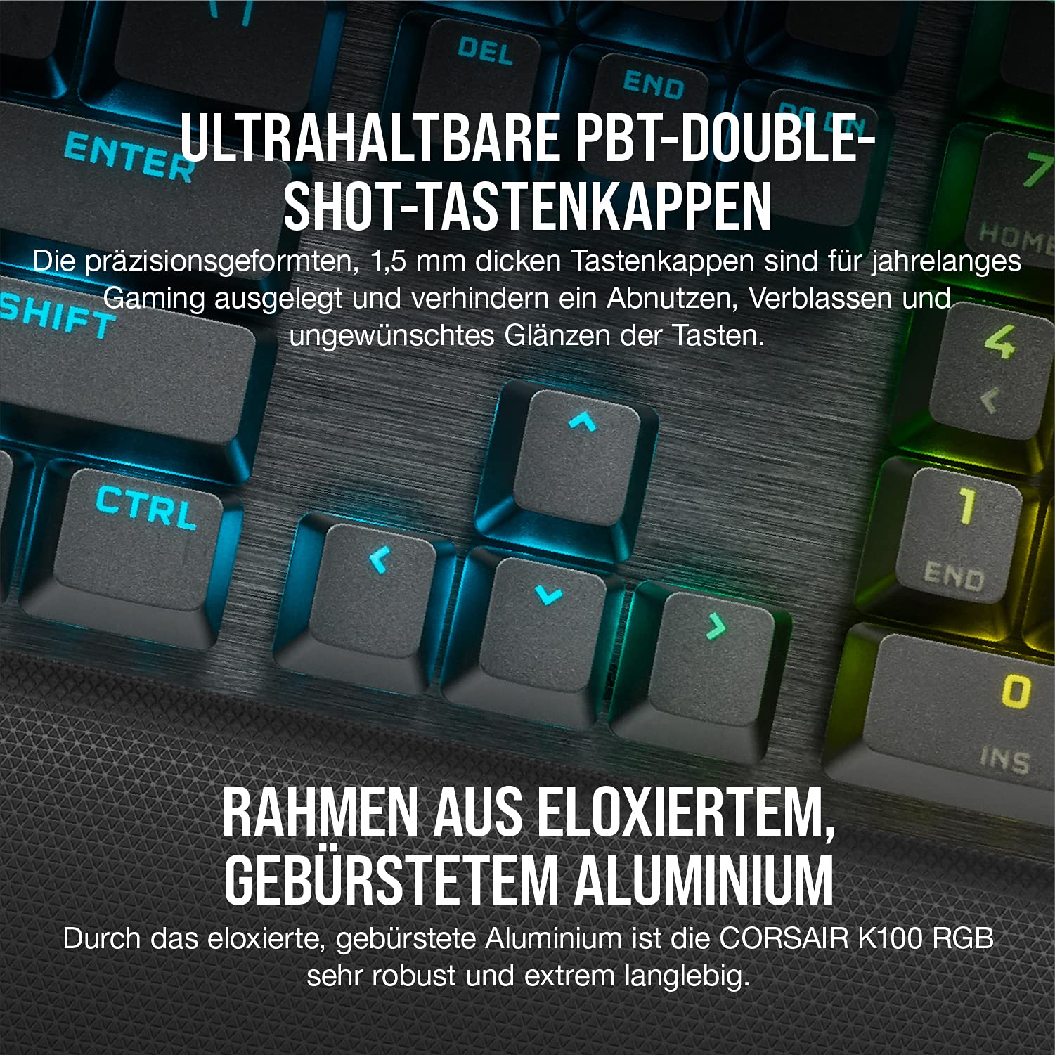 CORSAIR K100 RGB Optisch-Mechanische Gaming-Tastatur OPX Linear PBT Double-Shot QWERTZ DE Schwarz