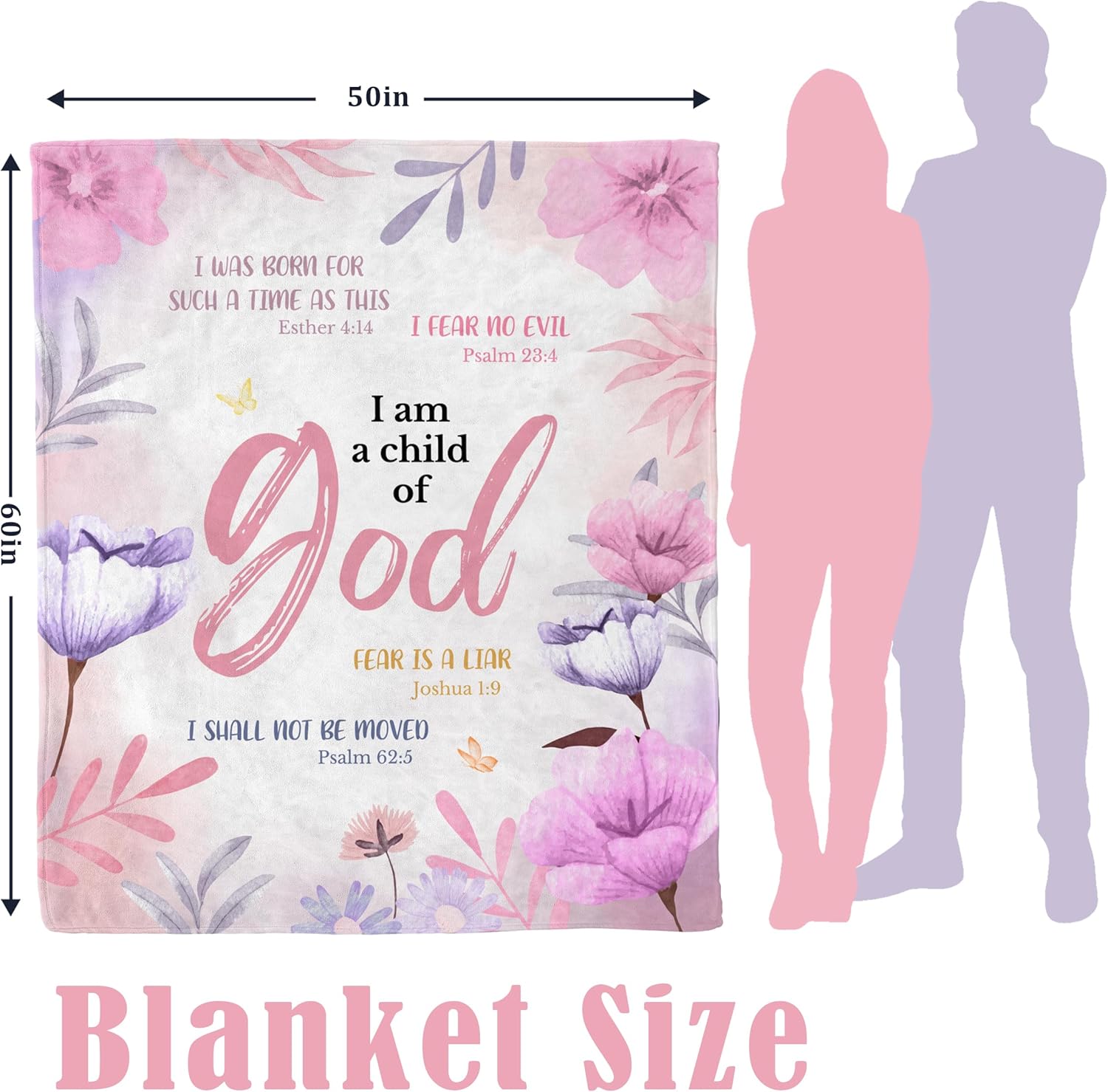 Christian Gifts for Women, Inspirational Religious Birthday Gifts for Women, Catholic Spiritual Baptism Gift for Girls, I Am a Child of God Blanket, Christian Blanket with Bible Verse 60"X50" - Image 3