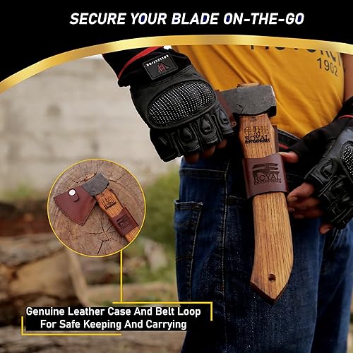 Miniatura 4 de Hacha de camping con funda  Hacha de hacha de bushcraft forjada a mano de 12 pulgadas  Hacha barbuda, maquinilla de afeitar ligera, afilada, hacha