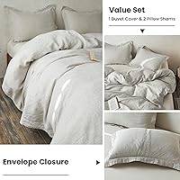 Vista 5 de Simple&Opulence - Juego de funda de edredón 100 % lino con bordado en cruz, estilo alquería, 3 piezas