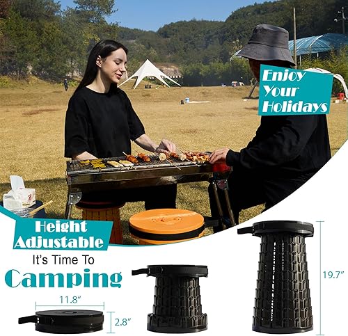 Miniatura 2 de Taburete plegable XXL mejorado 2025 con cojín, capacidad de 1000 libras y 19.7 pulgadas de alto, más ancho y alto, asiento plegable telescópico