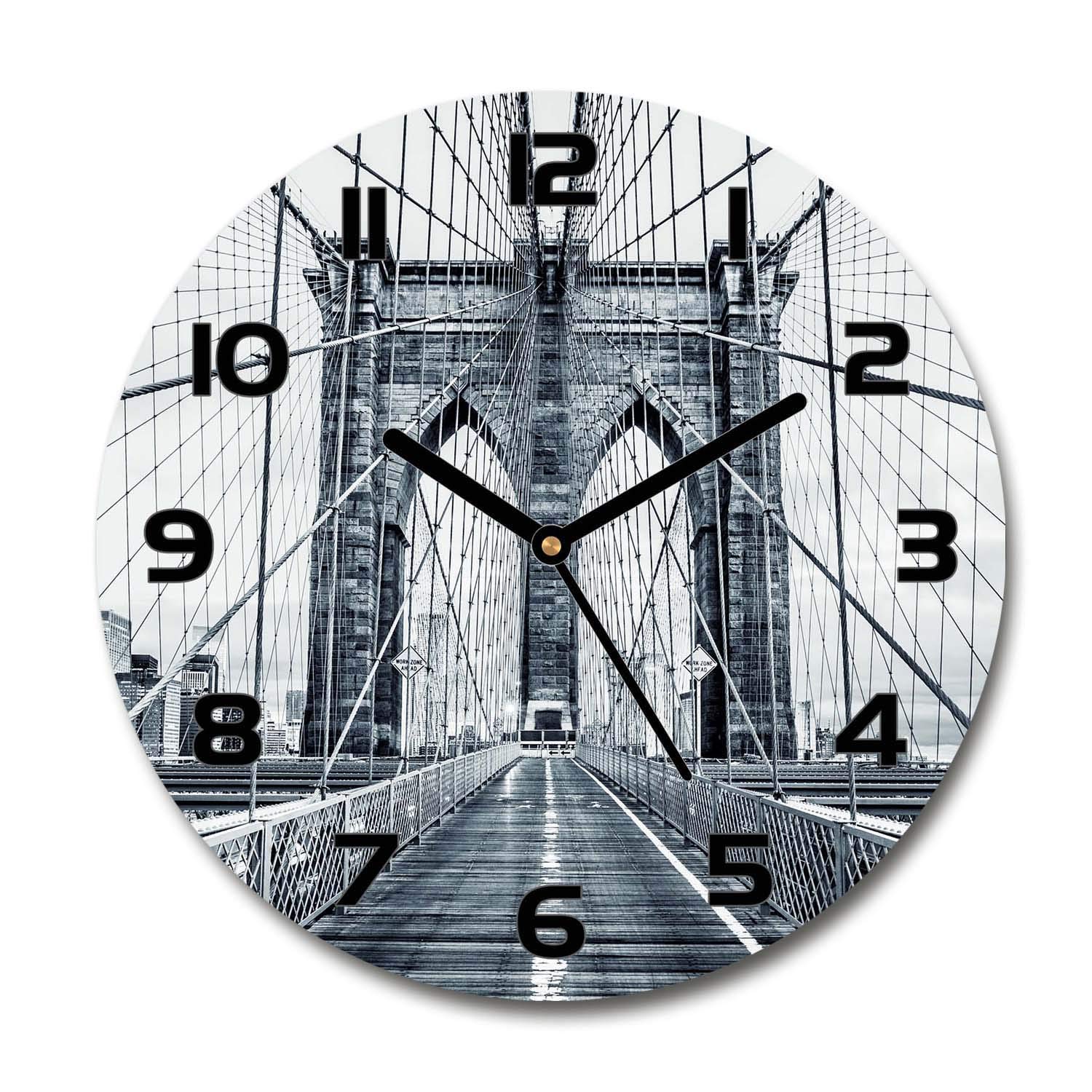 Impression verre sécurité Tulup horloge haut de gamme 60x60cm motif Brooklyn