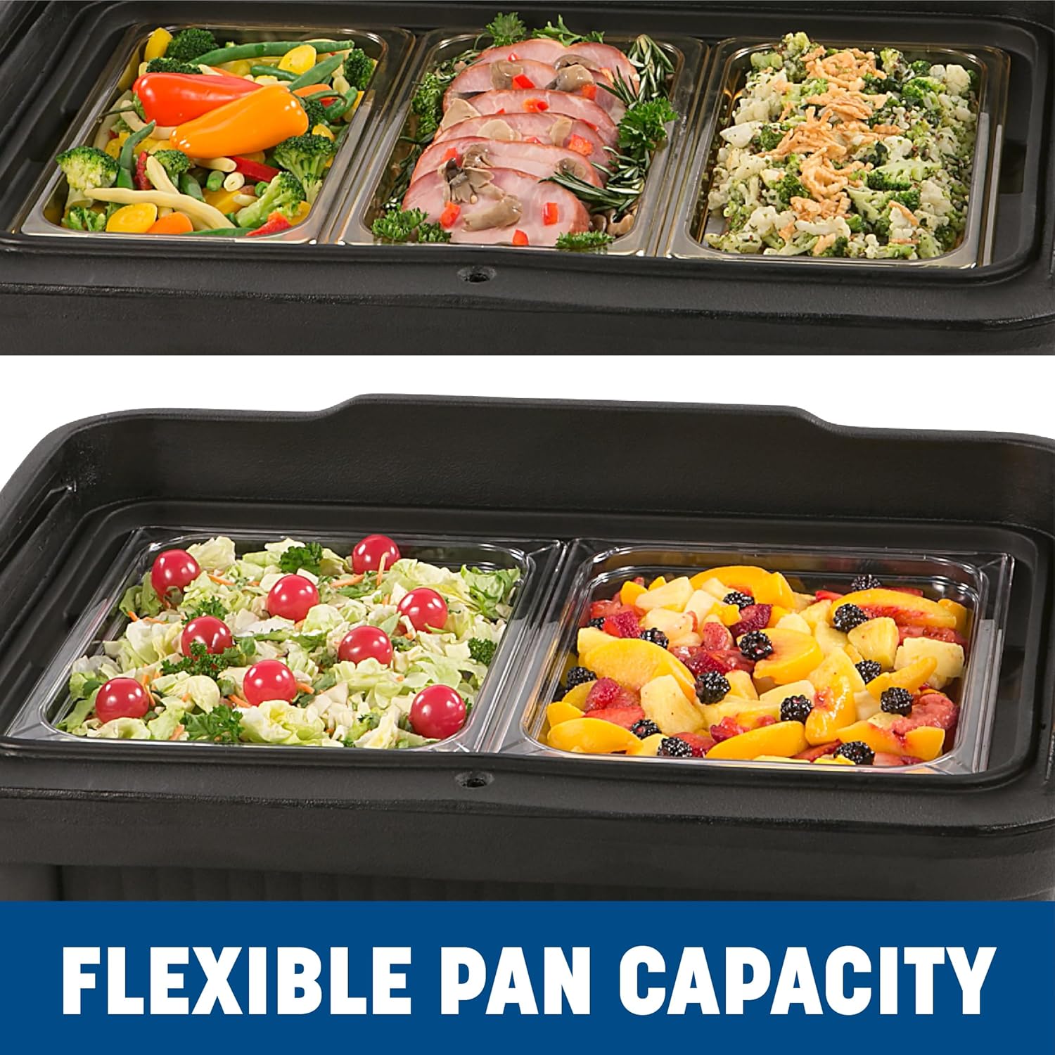 Carlisle FoodService Products Slide 'N Seal Top Loading Insulated Food Pan Carrier Food Pan Holder with Sliding Lid for Catering, Kitchen, and Restaurants, Plastic, 18 Quarts, Black