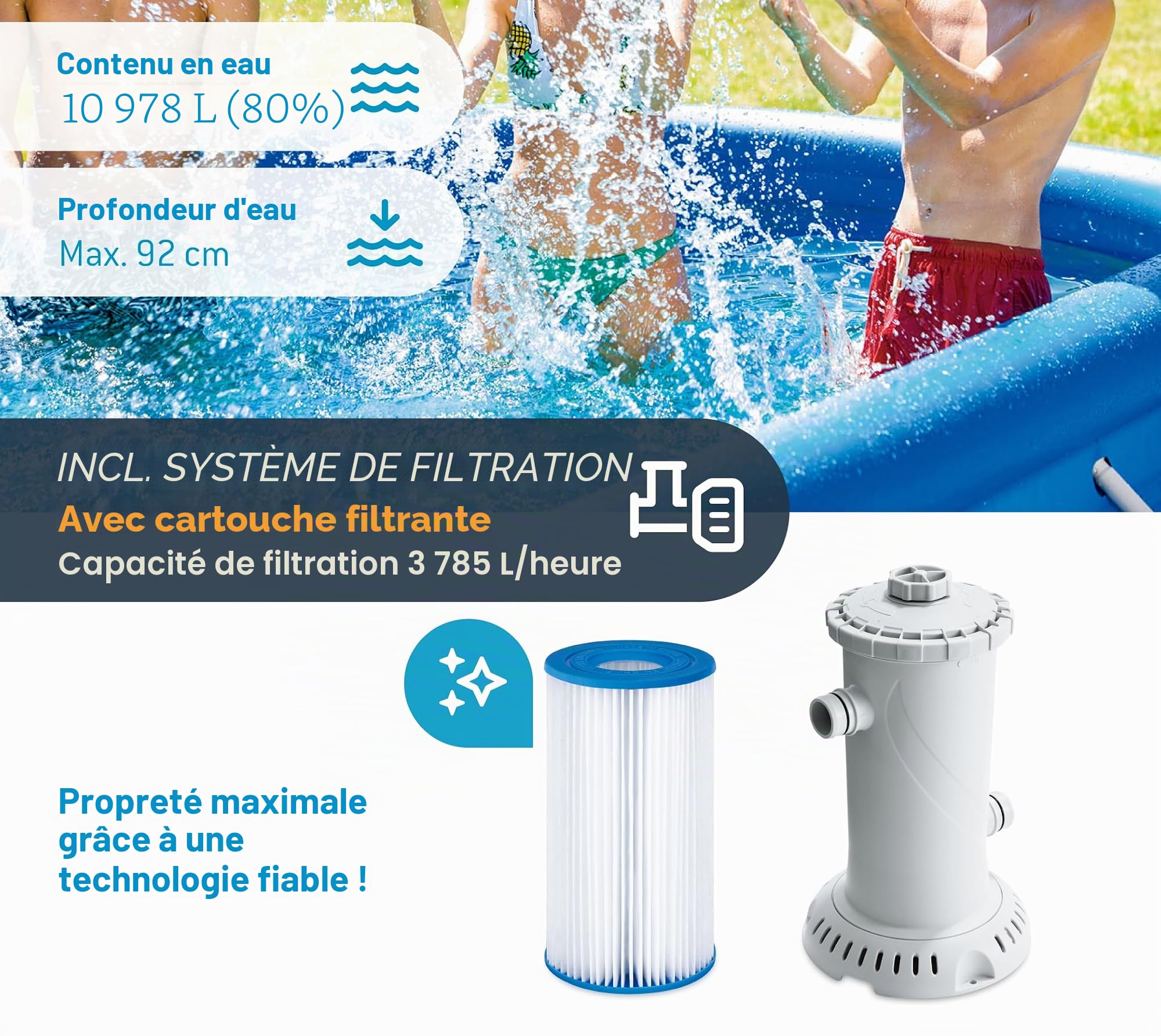 Summer Waves Quick Up Piscine ovale 305 x 549 x 107 cm Bleu Piscine hors sol en plastique