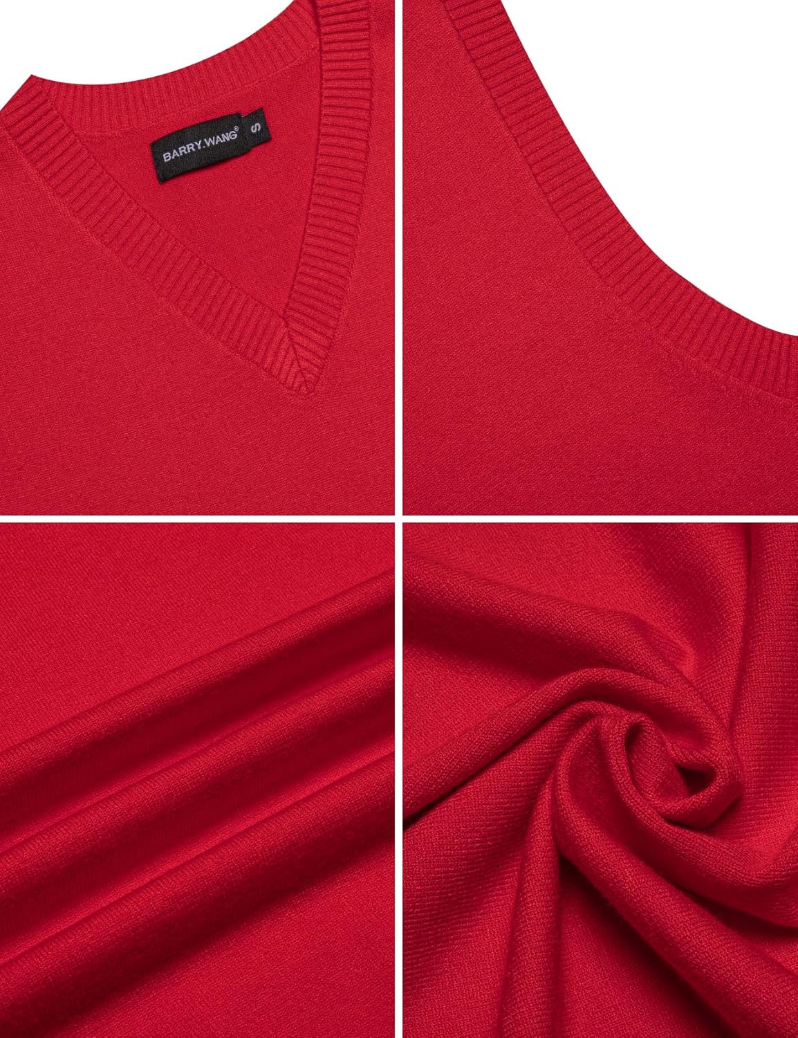 Barry.Wang Mens Sweater Vest V Neck Sleeveless Knitted Pullover Solid Color Slim Fit Sweaters Tops Casual Daily - Image 6