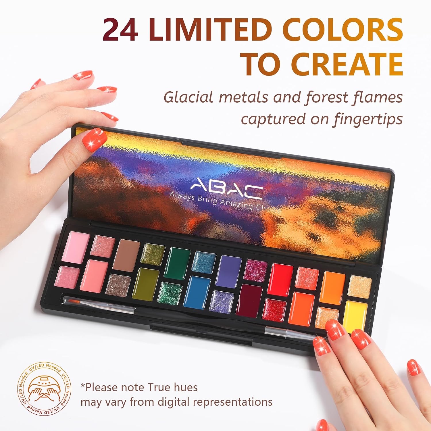 ABAC Fall & Winter Solid Gel Nail Polish Set,Ombre Gel Nail Polish,Pat Paint Nail Art-Nude Orange Yellow Green Glitter Colors w/Pro Brush No-Spill,Hema-Free Gifts for Girls Glowing Attraction